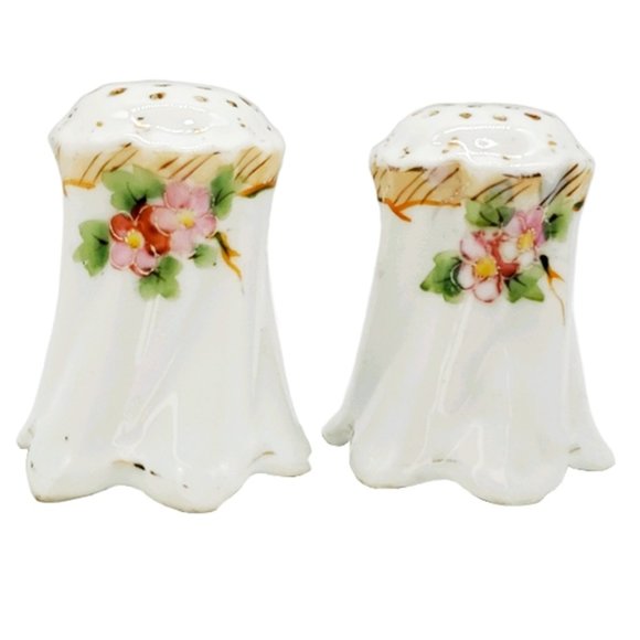 Antique Hand Painted Nippon Salt & Pepper Floral - Picture 3 of 7